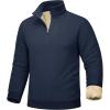 imageMAGCOMSEN Mens Sherpa Lined Quarter Zip Fleece Heavyweight Pullover Winter Warm SweatshirtsNavy