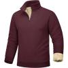 imageMAGCOMSEN Mens Sherpa Lined Quarter Zip Fleece Heavyweight Pullover Winter Warm SweatshirtsWine Red