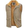 imageMAGCOMSEN Mens Winter Vests Outerwear Fleece Lined Puffer Vest Warm Casual Quilted Vest Bubble Sherpa Vest JacketKhaki