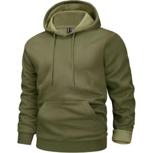 imageMAGCOMSEN Mens Active Hoodies Fleece Lined Sweatshirts Casual Athletic Workout Pullover With Kangaroo PocketArmy Green
