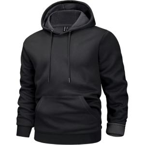 imageMAGCOMSEN Mens Active Hoodies Fleece Lined Sweatshirts Casual Athletic Workout Pullover With Kangaroo PocketBlack