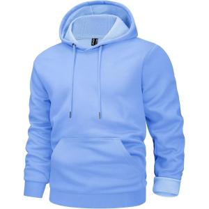 imageMAGCOMSEN Mens Active Hoodies Fleece Lined Sweatshirts Casual Athletic Workout Pullover With Kangaroo PocketLight Blue