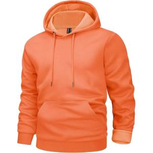 imageMAGCOMSEN Mens Active Hoodies Fleece Lined Sweatshirts Casual Athletic Workout Pullover With Kangaroo PocketOrange