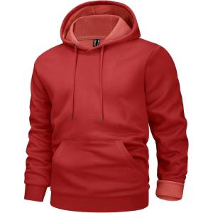 imageMAGCOMSEN Mens Active Hoodies Fleece Lined Sweatshirts Casual Athletic Workout Pullover With Kangaroo PocketOrange Red