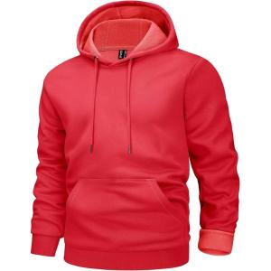 imageMAGCOMSEN Mens Active Hoodies Fleece Lined Sweatshirts Casual Athletic Workout Pullover With Kangaroo PocketTomato