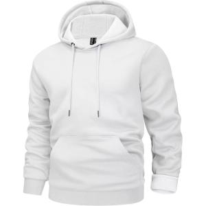 imageMAGCOMSEN Mens Active Hoodies Fleece Lined Sweatshirts Casual Athletic Workout Pullover With Kangaroo PocketWhite