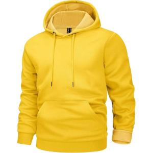 imageMAGCOMSEN Mens Active Hoodies Fleece Lined Sweatshirts Casual Athletic Workout Pullover With Kangaroo PocketYellow