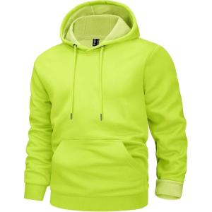 imageMAGCOMSEN Mens Active Hoodies Fleece Lined Sweatshirts Casual Athletic Workout Pullover With Kangaroo PocketYellow Green