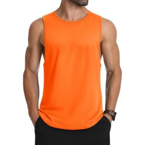 imageMAGCOMSEN Mens Tank Top Cotton Sleeveless Muscle Cut Off T Shirts Gym Workout Tank Tops Summer Beach TanksOrange