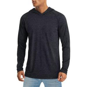 imageMAGCOMSEN Mens UPF 50 Hoodie Lightweight Long Sleeve Sun Protection Shirts Rash Guard Athletic Fishing Running Swim ShirtBlack
