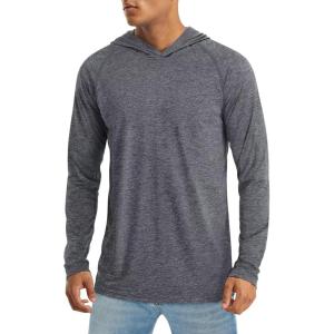 imageMAGCOMSEN Mens UPF 50 Hoodie Lightweight Long Sleeve Sun Protection Shirts Rash Guard Athletic Fishing Running Swim ShirtDark Grey