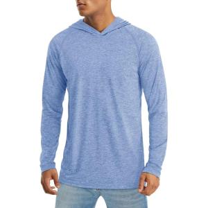 imageMAGCOMSEN Mens UPF 50 Hoodie Lightweight Long Sleeve Sun Protection Shirts Rash Guard Athletic Fishing Running Swim ShirtLight Blue