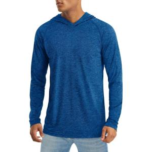 imageMAGCOMSEN Mens UPF 50 Hoodie Lightweight Long Sleeve Sun Protection Shirts Rash Guard Athletic Fishing Running Swim ShirtMiddle Blue