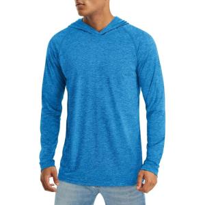 imageMAGCOMSEN Mens UPF 50 Hoodie Lightweight Long Sleeve Sun Protection Shirts Rash Guard Athletic Fishing Running Swim ShirtSea Blue