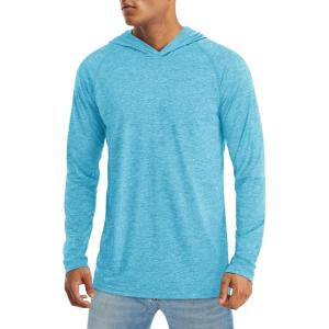 imageMAGCOMSEN Mens UPF 50 Hoodie Lightweight Long Sleeve Sun Protection Shirts Rash Guard Athletic Fishing Running Swim ShirtWater Blue