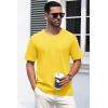 imageMAGCOMSEN Mens TShirts Short Sleeve Crew Neck Cotton Tshirts Casual Summer T Shirts Classic Basic TeesYellow