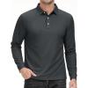 imageMAGCOMSEN Mens Polo Shirt Long Sleeve Golf Shirts Quick Dry Lightweight 3Button Performance Work Fishing AthleticDark Grey