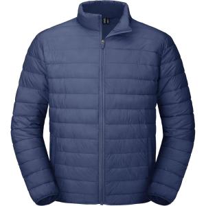 imageMAGCOMSEN Mens Puffer Jacket Lightweight Warm Winter Coats Water Repellent Windproof Insulated JacketBlue Grey