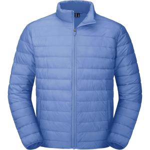 imageMAGCOMSEN Mens Puffer Jacket Lightweight Warm Winter Coats Water Repellent Windproof Insulated JacketLight Blue