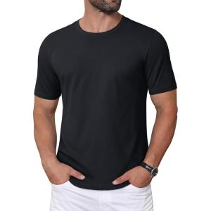 imageMAGCOMSEN Mens TShirts Short Sleeve Crew Neck Cotton Tshirts Casual Summer T Shirts Classic Basic TeesBlack