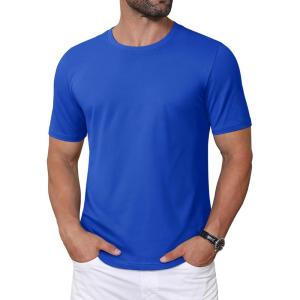 imageMAGCOMSEN Mens TShirts Short Sleeve Crew Neck Cotton Tshirts Casual Summer T Shirts Classic Basic TeesColor Blue