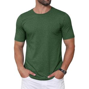 imageMAGCOMSEN Mens TShirts Short Sleeve Crew Neck Cotton Tshirts Casual Summer T Shirts Classic Basic TeesDark Green