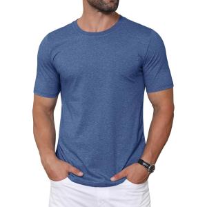 imageMAGCOMSEN Mens TShirts Short Sleeve Crew Neck Cotton Tshirts Casual Summer T Shirts Classic Basic TeesGrey Blue