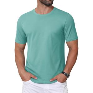 imageMAGCOMSEN Mens TShirts Short Sleeve Crew Neck Cotton Tshirts Casual Summer T Shirts Classic Basic TeesGrey Green