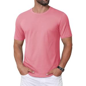 imageMAGCOMSEN Mens TShirts Short Sleeve Crew Neck Cotton Tshirts Casual Summer T Shirts Classic Basic TeesGrey Pink