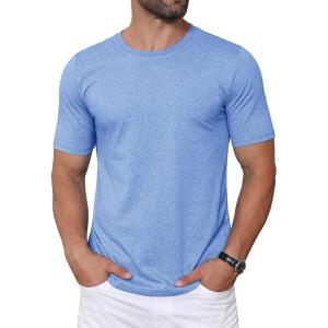imageMAGCOMSEN Mens TShirts Short Sleeve Crew Neck Cotton Tshirts Casual Summer T Shirts Classic Basic TeesLight Blue