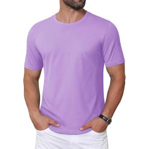 imageMAGCOMSEN Mens TShirts Short Sleeve Crew Neck Cotton Tshirts Casual Summer T Shirts Classic Basic TeesLight Purple