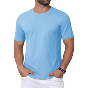 imageMAGCOMSEN Mens TShirts Short Sleeve Crew Neck Cotton Tshirts Casual Summer T Shirts Classic Basic TeesWaterfall Blue