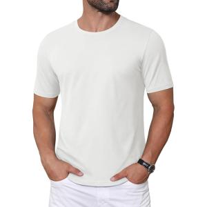 imageMAGCOMSEN Mens TShirts Short Sleeve Crew Neck Cotton Tshirts Casual Summer T Shirts Classic Basic TeesWhite