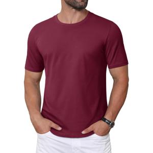 imageMAGCOMSEN Mens TShirts Short Sleeve Crew Neck Cotton Tshirts Casual Summer T Shirts Classic Basic TeesWine Red