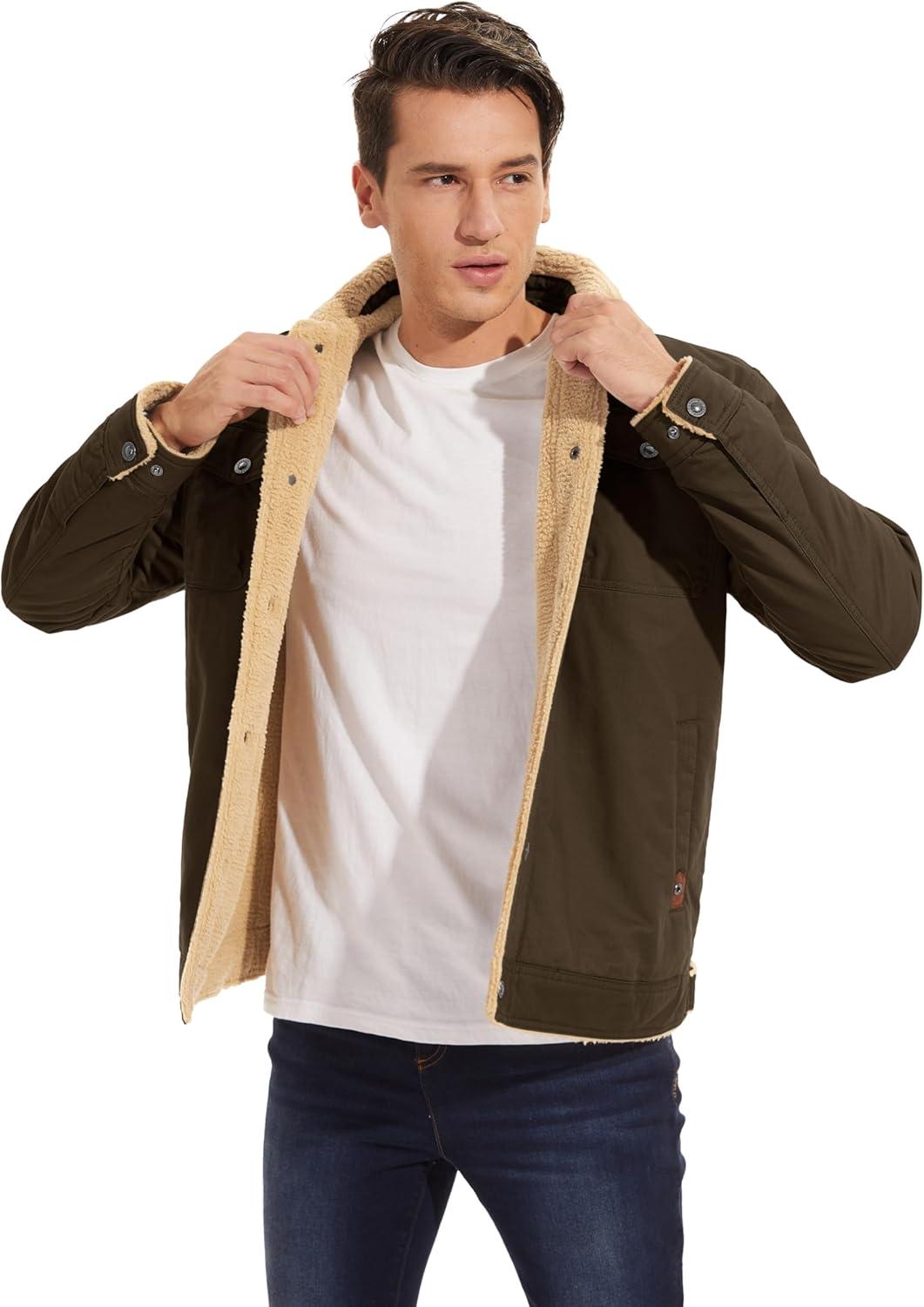 Men's Heavyweight Sherpa Lined Hoodie - Full Zip Fleece Lining Winter Sweatshirts M 5xl