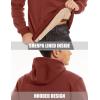 imageMAGCOMSEN Mens Heavy Hoodie Sherpa Fleece Lined Pullover Thick Winter Hooded SweatshirtOrange Red