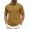 imageMAGCOMSEN Mens Polo Shirts Short Sleeve Cotton Pique Golf Shirt Casual Collared Shirt Lightweight Work Shirts with 3 ButtonsBrown