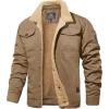 imageMAGCOMSEN Mens Winter Jacket Lined Sherpa Jacket Warm Trucker Coat Multi PocketKhaki