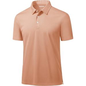 imageMAGCOMSEN Mens Polo Shirts 3 Buttons Casual Work T Shirts Quick Dry Short Sleeve Golf Shirt Pique Jersey Outdoor PerformanceApricot