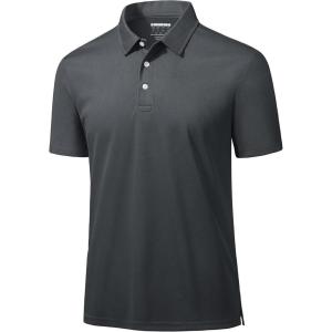 imageMAGCOMSEN Mens Polo Shirts 3 Buttons Casual Work T Shirts Quick Dry Short Sleeve Golf Shirt Pique Jersey Outdoor PerformanceGrey