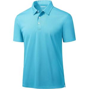 imageMAGCOMSEN Mens Polo Shirts 3 Buttons Casual Work T Shirts Quick Dry Short Sleeve Golf Shirt Pique Jersey Outdoor PerformanceIce Blue