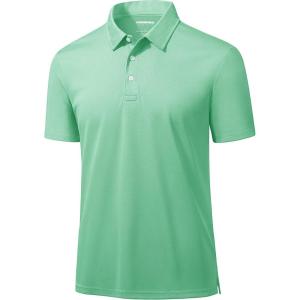 imageMAGCOMSEN Mens Polo Shirts 3 Buttons Casual Work T Shirts Quick Dry Short Sleeve Golf Shirt Pique Jersey Outdoor PerformanceMint Green