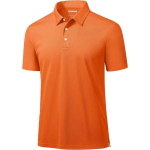 imageMAGCOMSEN Mens Polo Shirts 3 Buttons Casual Work T Shirts Quick Dry Short Sleeve Golf Shirt Pique Jersey Outdoor PerformanceOrange
