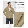 imageMAGCOMSEN Mens Lightweight Jackets Full Zip Up Light Coat Laydown Collar Jacket Casual Windbreaker Jacket with Zip PocketsKhaki