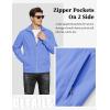 imageMAGCOMSEN Mens Lightweight Jackets Full Zip Up Light Coat Laydown Collar Jacket Casual Windbreaker Jacket with Zip PocketsLight Blue