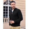 imageMAGCOMSEN Mens Quarter Zip Pullover Sweaters Casual Knit Polo Sweaters Fall Winter SweatshirtsBlack