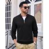 imageMAGCOMSEN Mens Quarter Zip Pullover Sweaters Casual Knit Polo Sweaters Fall Winter SweatshirtsBlack