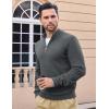 imageMAGCOMSEN Mens Quarter Zip Pullover Sweaters Casual Knit Polo Sweaters Fall Winter SweatshirtsDark Grey