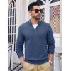 imageMAGCOMSEN Mens Quarter Zip Pullover Sweaters Casual Knit Polo Sweaters Fall Winter SweatshirtsDenim Blue