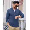 imageMAGCOMSEN Mens Quarter Zip Pullover Sweaters Casual Knit Polo Sweaters Fall Winter SweatshirtsDenim Blue